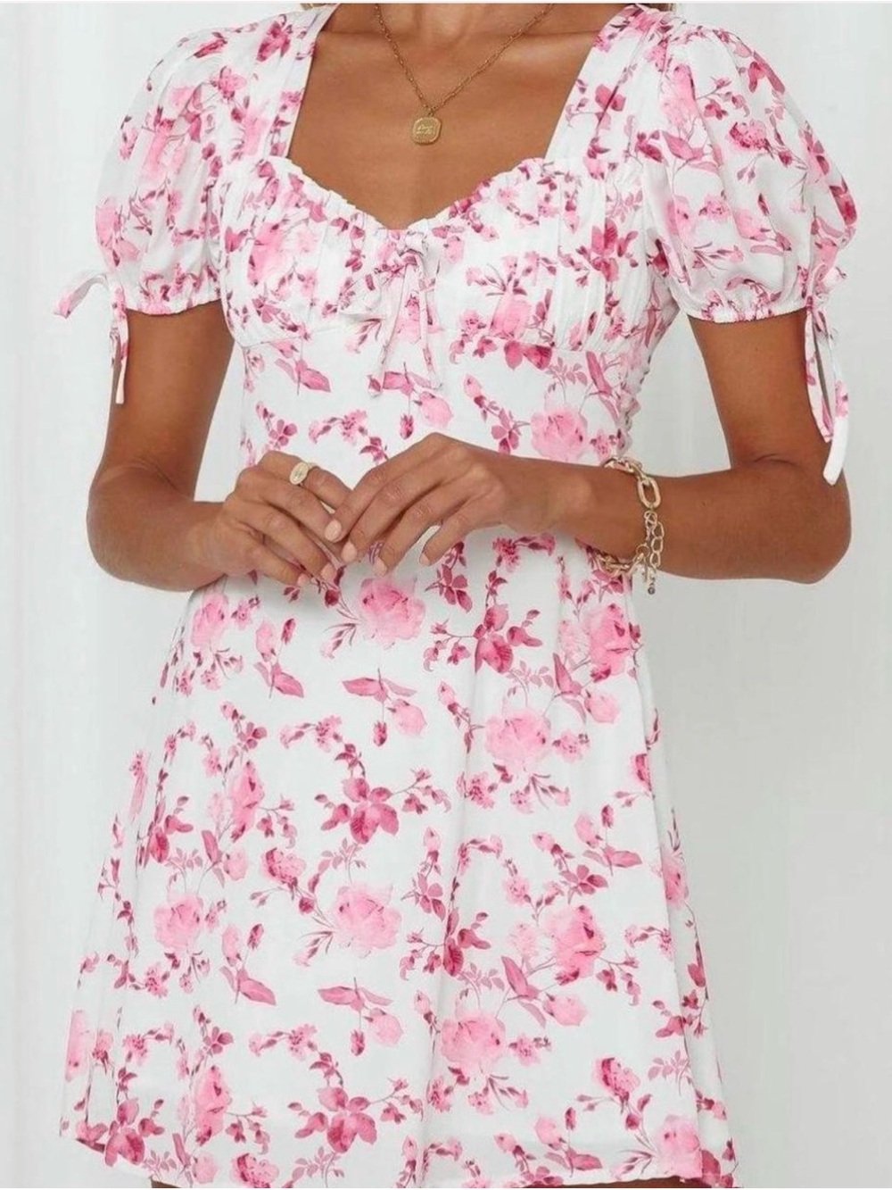 Princess Polly White Mini Dress with Pink Floral Print